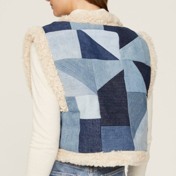 SEA NEW YORK Diego Denim Shearling Vest Size Small - Picture 1 of 10